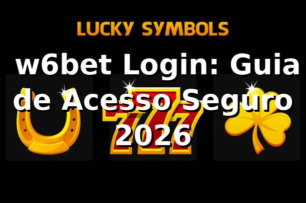 ⭐ w6bet Login: Guia de Acesso Seguro 2026
